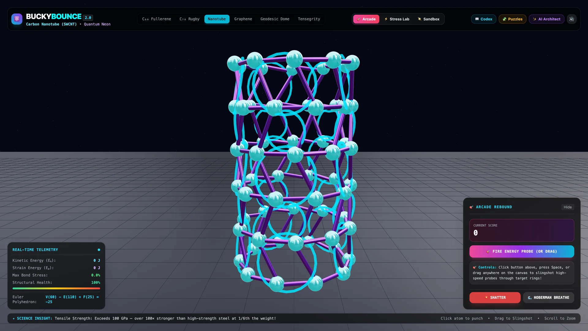 Carbon nanotube (5,5) armchair SWCNT with cylindrical bond lattice